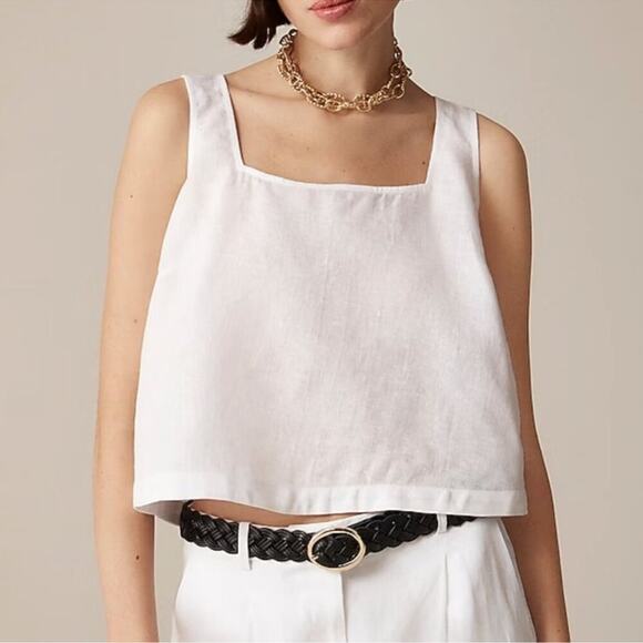 J. Crew Squareneck button-back top in linen - Picture 1 of 8